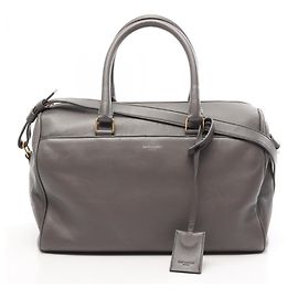 Yves Saint Laurent Gray Leather 2-Way Handbag Brown