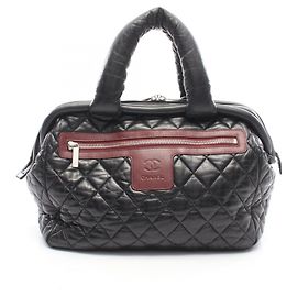Chanel Coco Cocoon Tote Bag Black Dark red