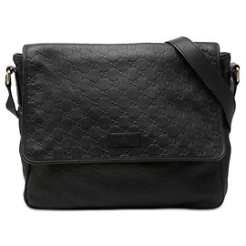 Borsa a tracolla in pelle nera Gucci Guccissima Nero
