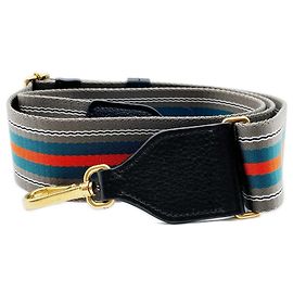 Prada Striped Shoulder Strap Brown Blue Golden