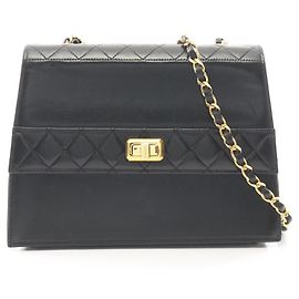 Borsa a tracolla in pelle matelassé Chanel Nero