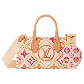 Bolsa Louis Vuitton OnTheGo East West Rosa Bege Laranja Monograma