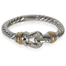 David Yurman Yellow Gold & Sterling Silver Diamond Cable Buckle Ring Other