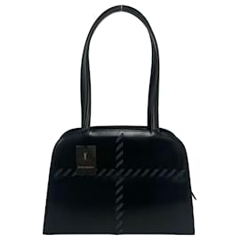 Borsa a mano in pelle con logo Yves Saint Laurent Nero