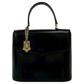 Bolsa de mão vintage Yves Saint Laurent YSL Logo em couro Mini Tote Bag Preto