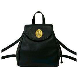 Christian Dior Vintage CD Logo Hardware Leather Backpack Black