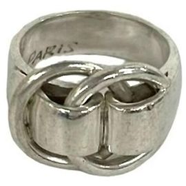 Hermès Hermes Vintage Deux Ano Band Ring Silvery