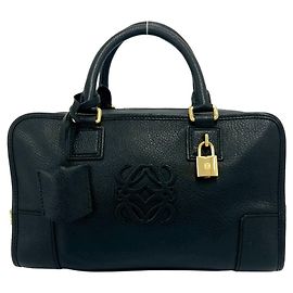 Loewe Amazona 28 Anagram Logo Lederhandtasche Schwarz