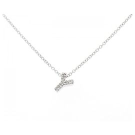 Autre Marque Au750 Diamond Initial Y Necklace Silvery