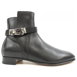 Hermès Bottes en cuir de veau Hermes Neo Kelly avec boucle Noir