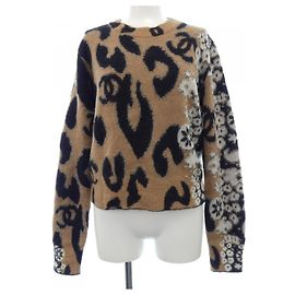 Chanel Cashmere Blend Knit Top Brown Black