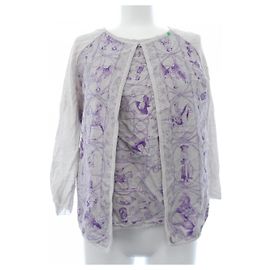 Hermès Conjunto Hermes Twillene de algodão, linho e viscose XS Marrom Roxo