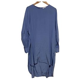 Jil Sander Silk Long Dress Blue Light blue
