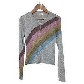 Red Valentino Lamé-Strickjacke Silber Pink Blau Grün Gelb