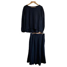 Autre Marque Conjunto de Top de Tricô e Saia Kumikyoku Azul Azul marinho