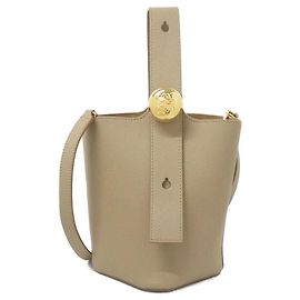 Mini bolsa bucket Pebble em couro de bezerro Loewe Bege