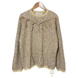 Autre Marque Ray Beams Melange Strickpullover mit Fransen Beige