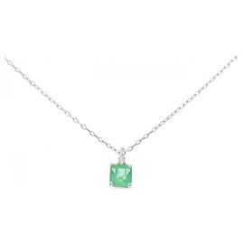 Autre Marque Collier en platine PT950, émeraude et diamant Vert