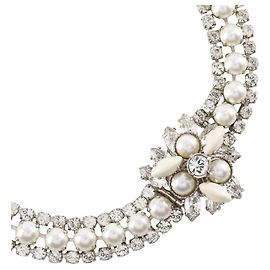 Colar Miu Miu de strass e pérolas falsas Prata