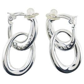 Orecchini Chanel Double Hoop Silver 925 Argento