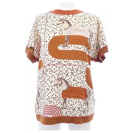 Hermès Hermes GARDE-ROBE POP Twillene Cashmere Silk Top Marrom Bege