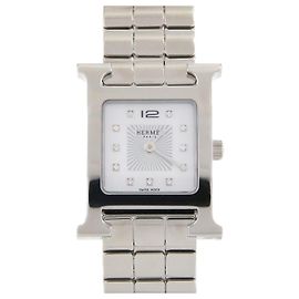 Hermès Montre Hermes H en acier inoxydable quartz Argenté