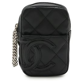 Chanel Cambon Line Leather Pouch Black Pink