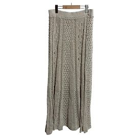 Langer Theory Luxus-Leinen-Crochet-Strickrock Beige Andere