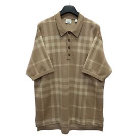 Burberry Checked Silk Wool Jacquard Polo Shirt Brown