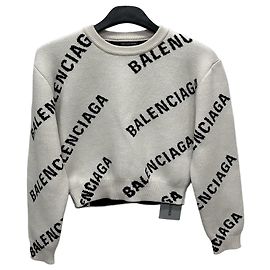 Balenciaga Crop de malha de algodão e lã com logótipo jacquard total Multicor