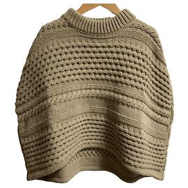 Autre Marque Ballantyne Wool Cable Knit Poncho Brown Other