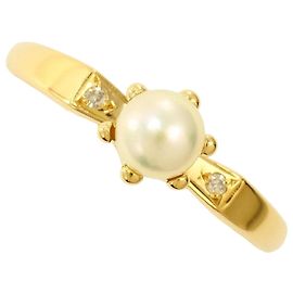 Autre Marque Perlen-Diamant-Ring Au750 Golden