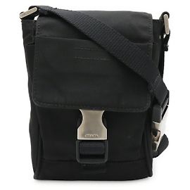 Borsa a tracolla 2 way in nylon e pelle con logo Triangle Prada Nero
