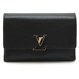 Louis Vuitton Portefeuille Capucines Compact Tri Fold Wallet Black Other