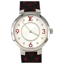 Louis Vuitton Tambour Monogramm Edelstahl Quarz Schwarz