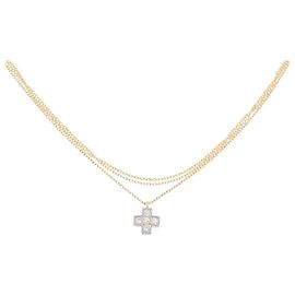 Autre Marque Colar de ouro branco Au750 e ouro amarelo Au750 com diamantes Dourado