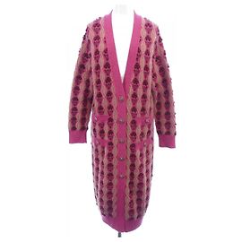 Cardigan long Chanel en cachemire Rose Rouge