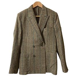 ami alexandre mattiussi Wool Double Breasted Tailored Jacket Beige