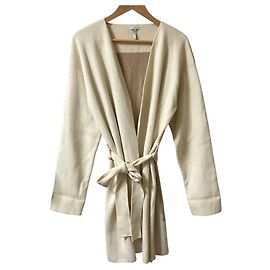 Loewe Cashmere Blend Long Knit Cardigan Coat White Cream