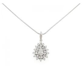 Autre Marque Pt900 Pt850 Diamond Necklace Silvery