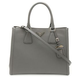 Bolsa 2way de couro Prada Galleria Marrom