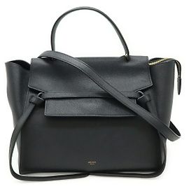 Céline Bolsa Belt Celine em couro de bezerro granulado 2 formas Preto