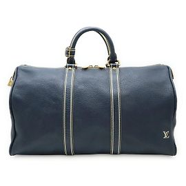 Bolsa de viagem em couro Louis Vuitton Tobago Azul Azul marinho