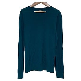 Pull à col rond en laine fine Theory Vert