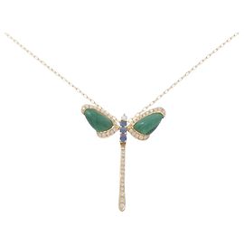 Autre Marque Au750 Roségold Saphir Diamant Malachit Halskette Blau