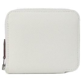 Hermès Carteira Hermes MORS & CO em seda e couro Epsom compacta Marrom