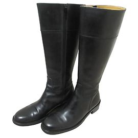 Autre Marque SAYA Leather Long Boots Black
