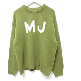 MARC JACOBS Jacquard-Logo-Strickpullover Grün Khaki