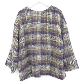 Autre Marque CLOTH&CROSS BALLI Alpaca Blend Check Pullover Brown Black Purple