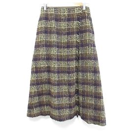 Autre Marque CLOTH&CROSS BALLI Alpaca Blend Check Skirt Brown Black Purple